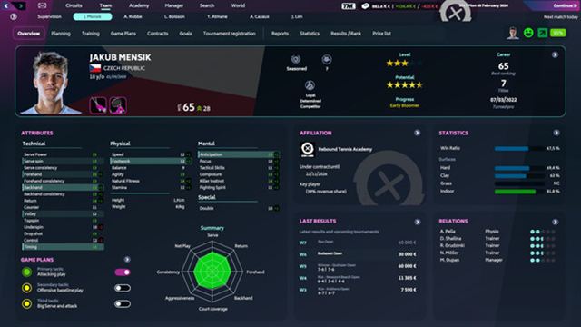 Hình ảnh trong game Tennis Manager 2024-TENOKE Hình ảnh trong game Tennis Manager 2024-TENOKE